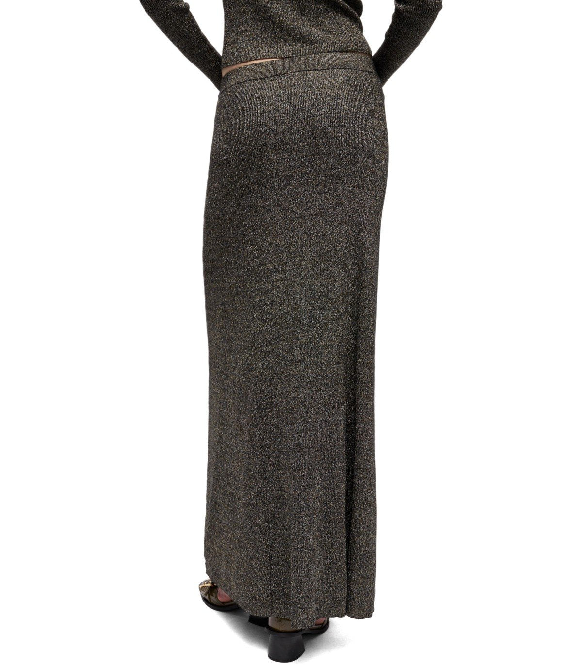 GANNI SILVER SKIRT WITH LOGO
