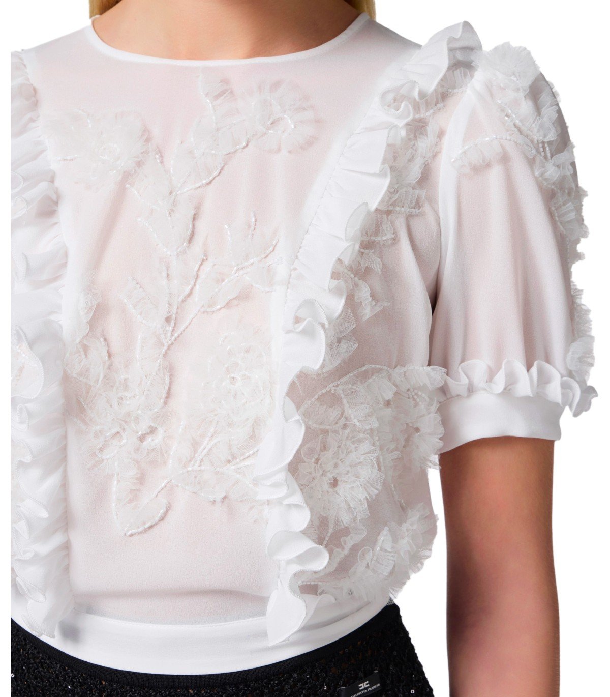 TOP CON ROUCHES AVORIO ELISABETTA FRANCHI