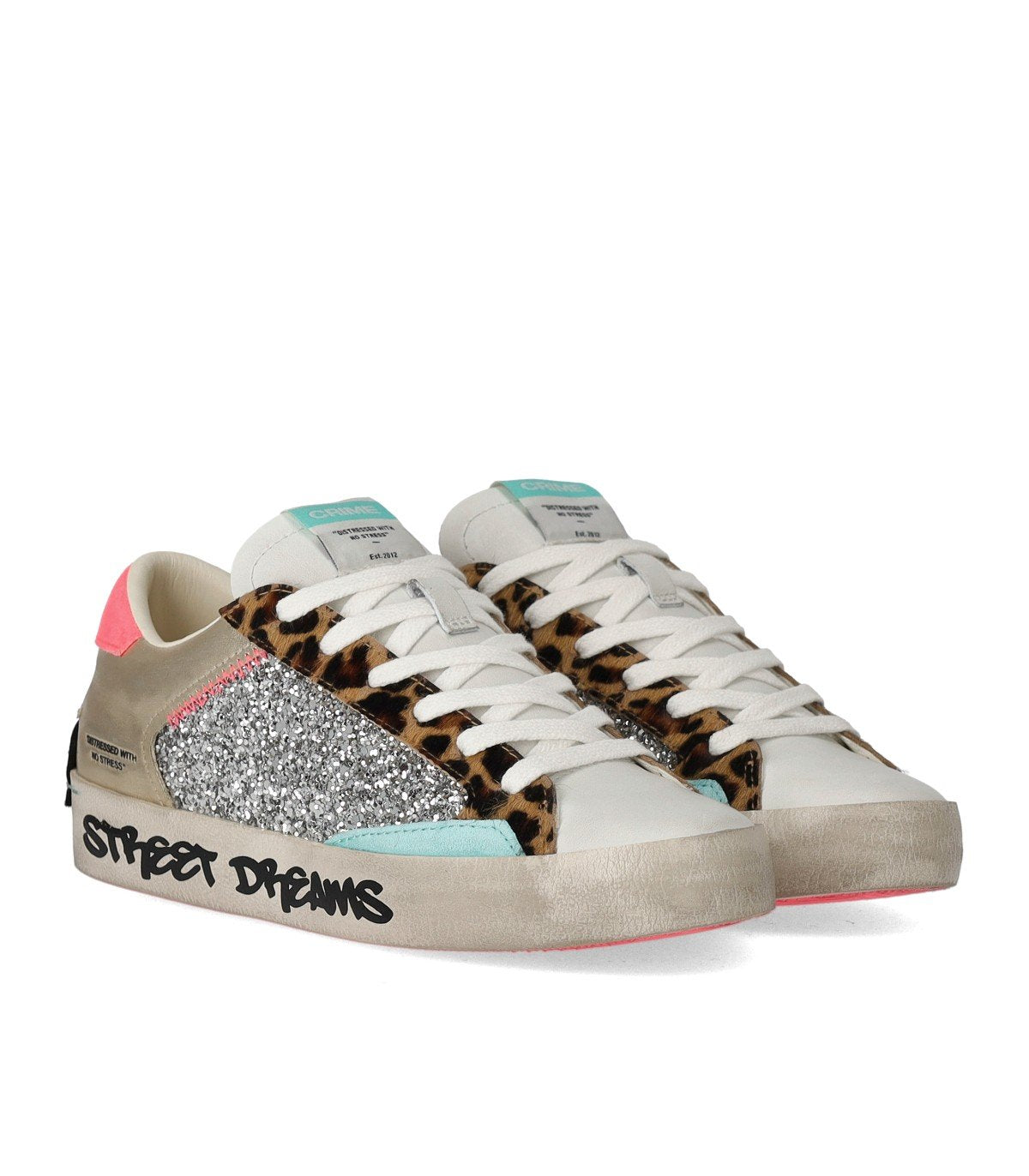 CRIME LONDON DISTRESSED PLATINUM WILDLIFE SNEAKER