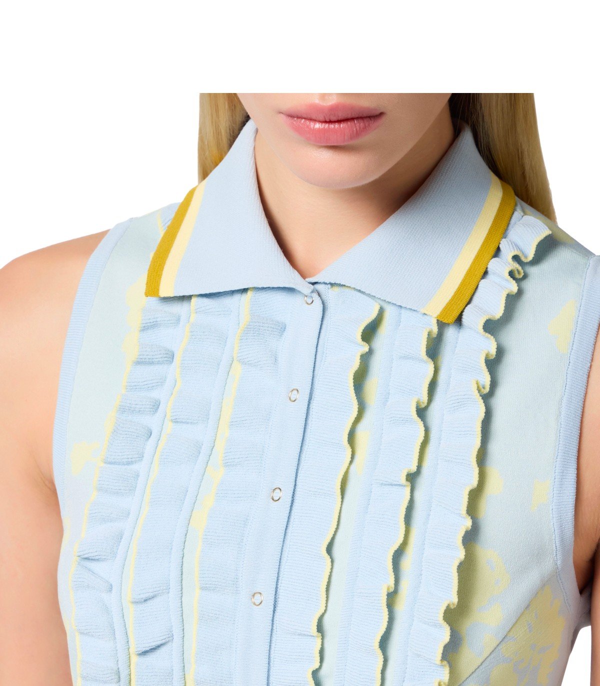 ELISABETTA FRANCHI SKY BLUE LEMONADE POLO-STYLE DRESS