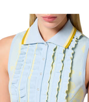 ELISABETTA FRANCHI SKY BLUE LEMONADE POLO-STYLE DRESS