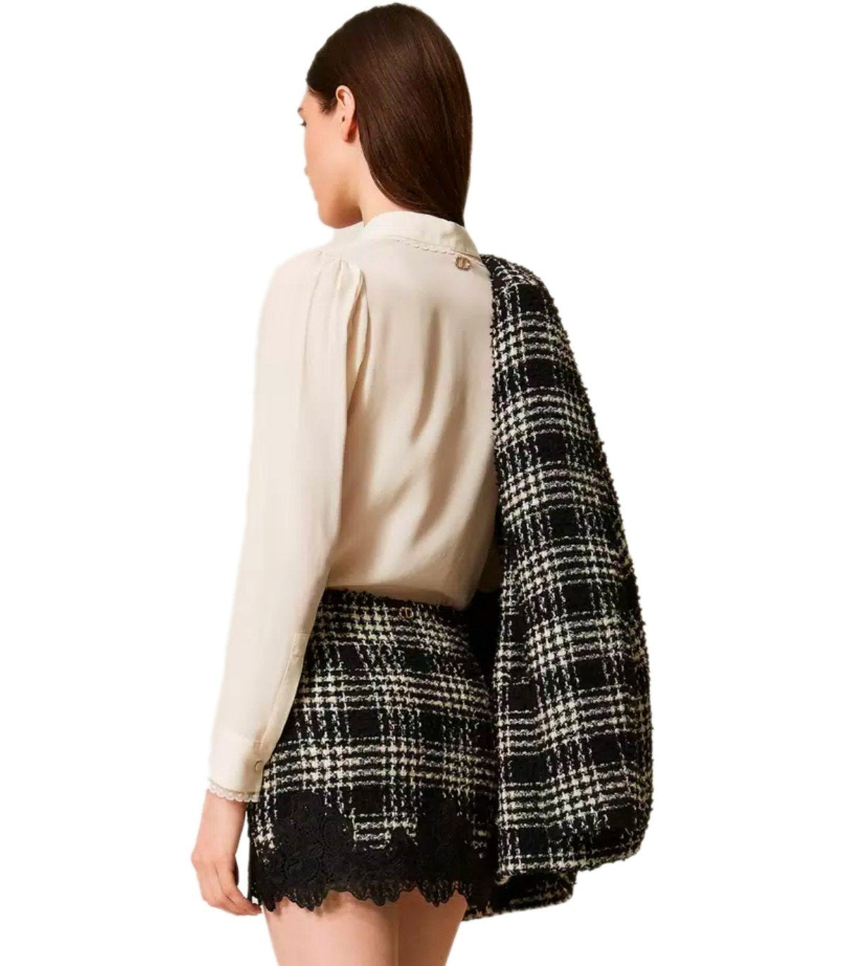 TWINSET BLACK AND WHITE CHECK SKIRT