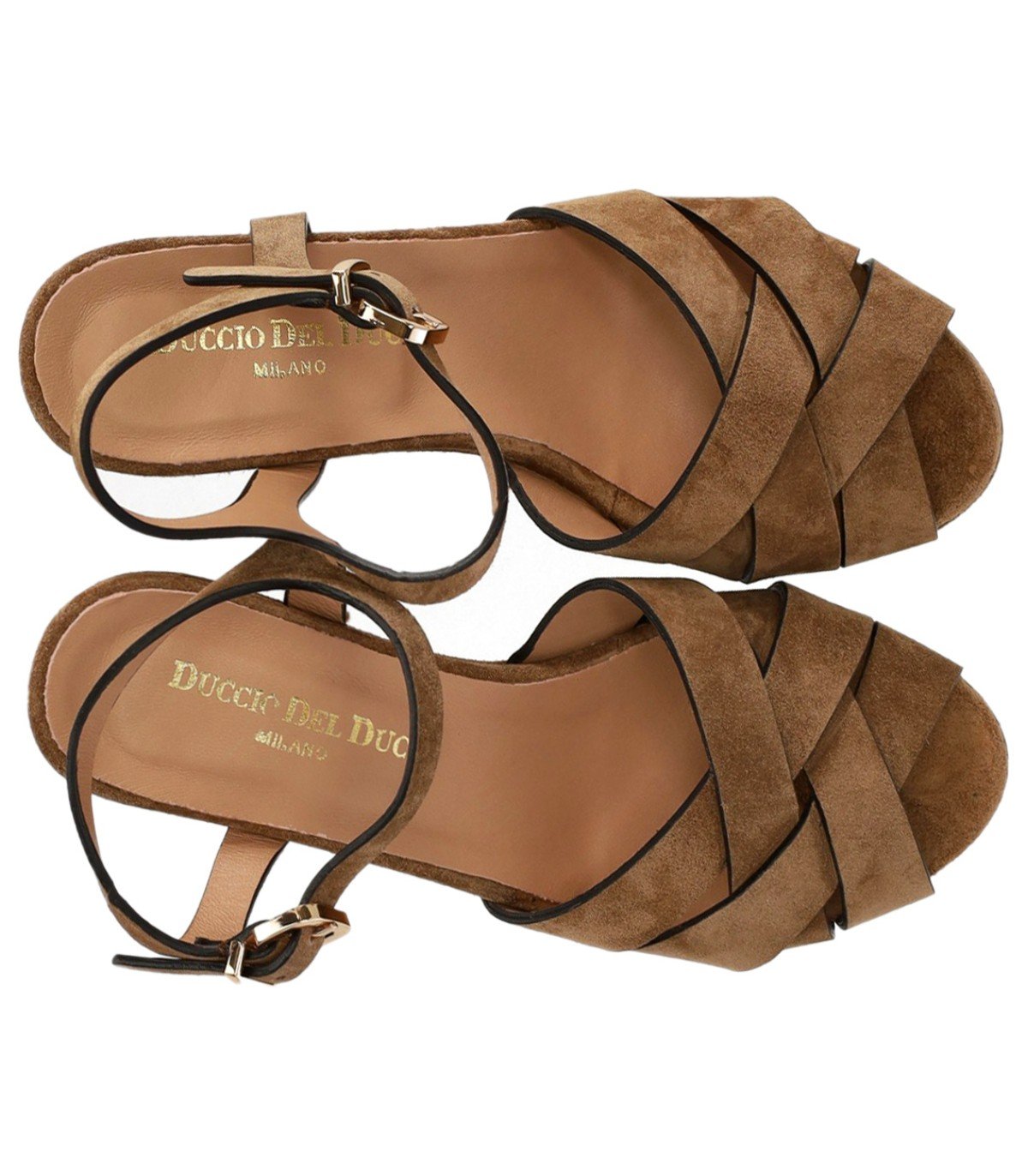 DUCCIO DEL DUCA BROWN HEELED SANDAL