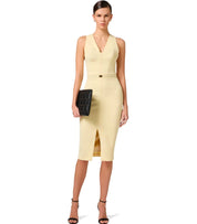 ELISABETTA FRANCHI LEMONADE BELTED SHEAT DRESS