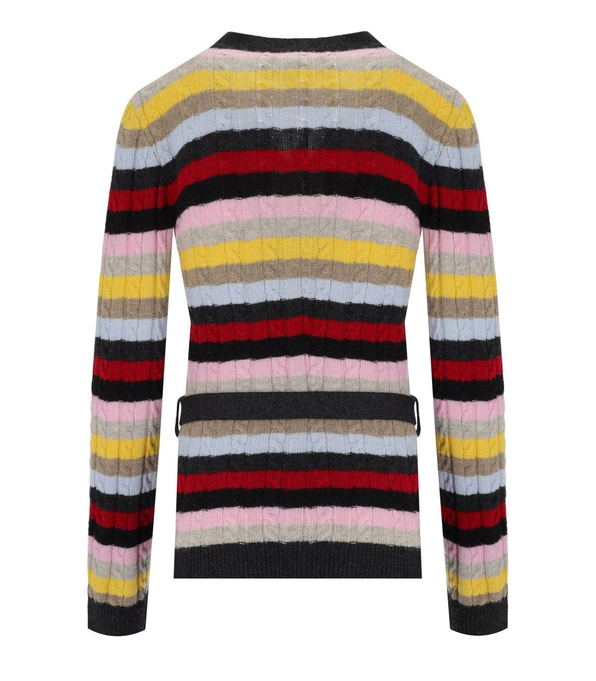 GANNI MULTICOLOR STRIPED CARDIGAN WITH BELT