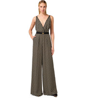 ELISABETTA FRANCHI NERO BURRO PATTERNED JUMPSUIT
