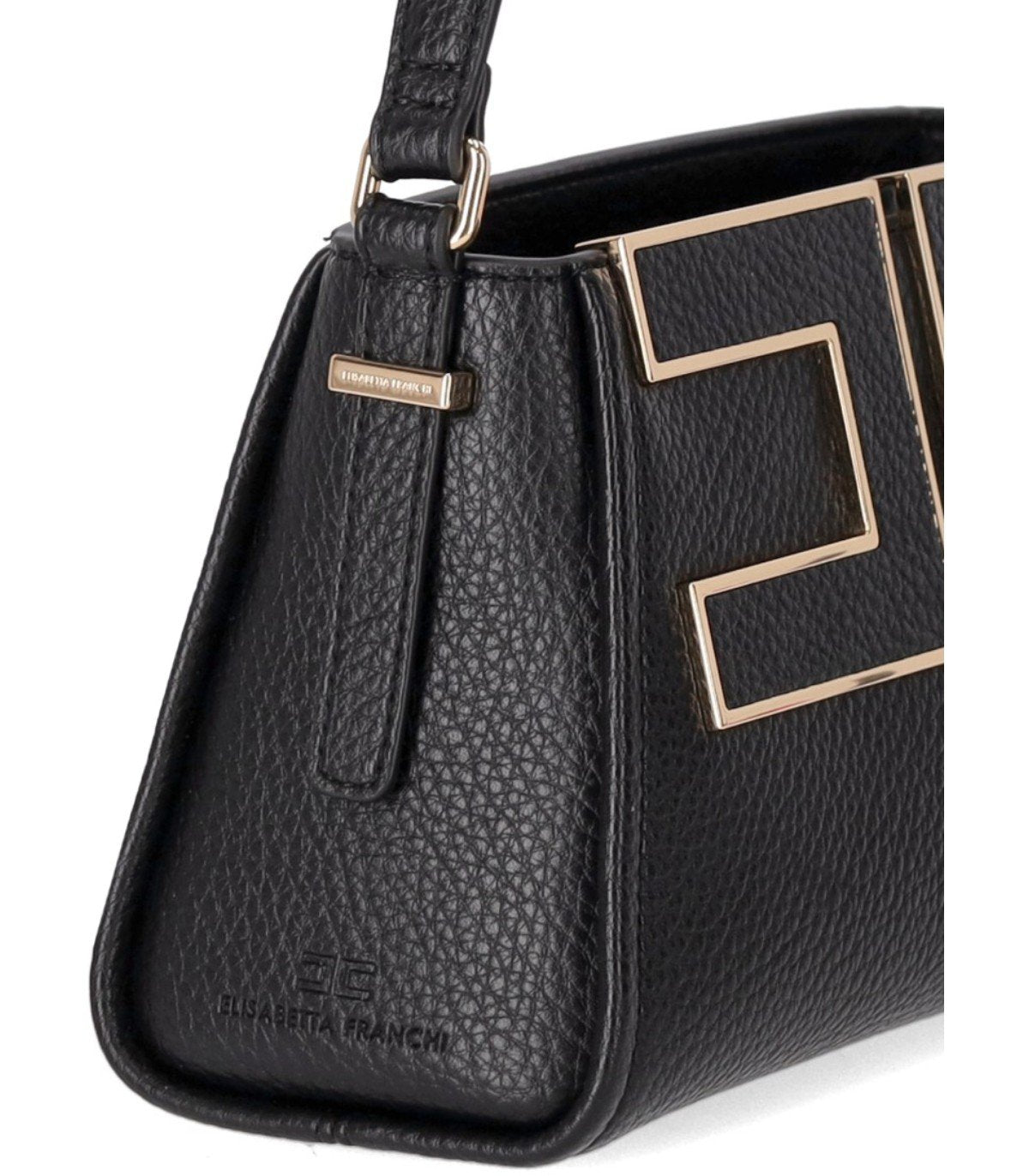 BORSA A MANO NERA CON MAXI LOGO ELISABETTA FRANCHI