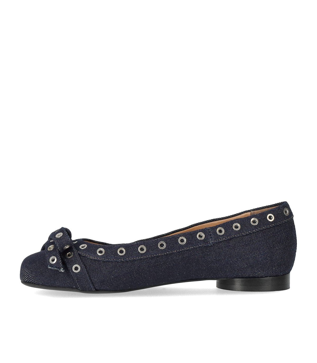 GANNI BLUE DENIM BALLET FLAT SHOE WITH BOWS