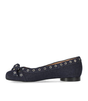 GANNI BLUE DENIM BALLET FLAT SHOE WITH BOWS