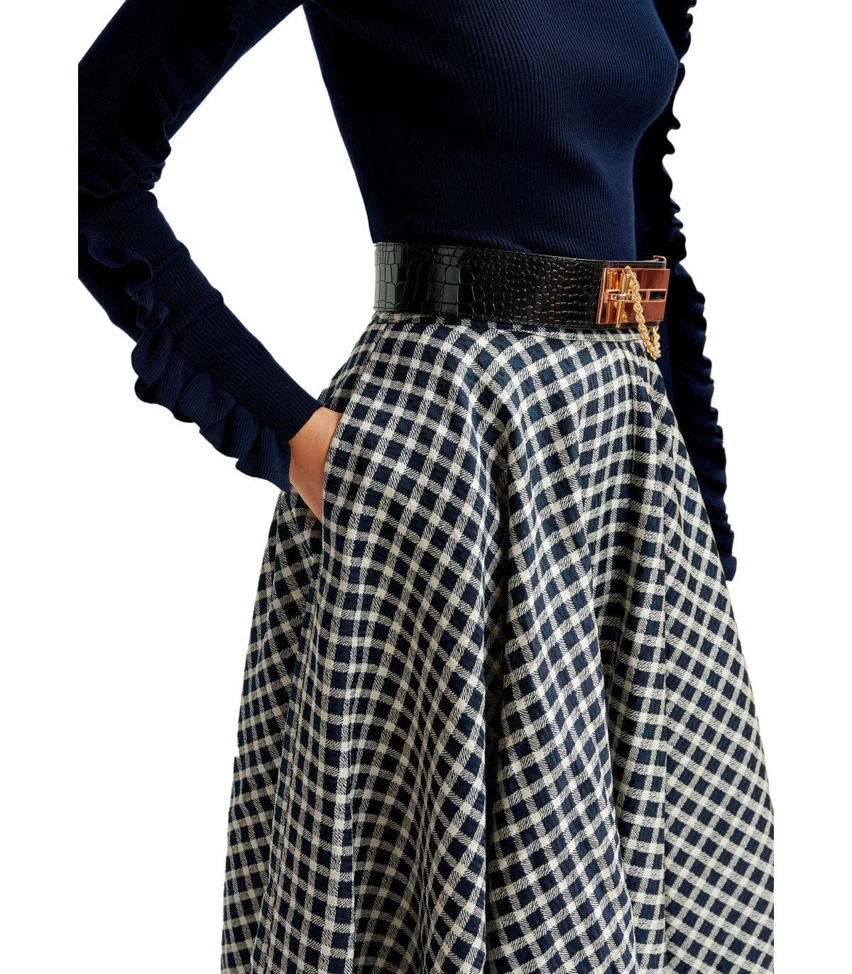 ESSENTIEL ANTWERP HAT DARK BLUE MIDI SKIRT