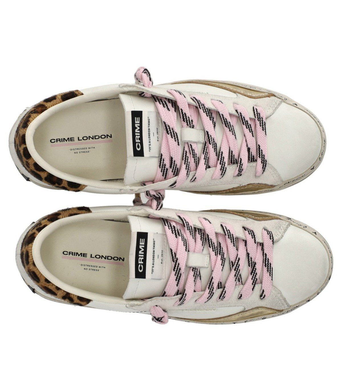 CRIME LONDON DISTRESSED PLATFORM WHITE SNEAKER