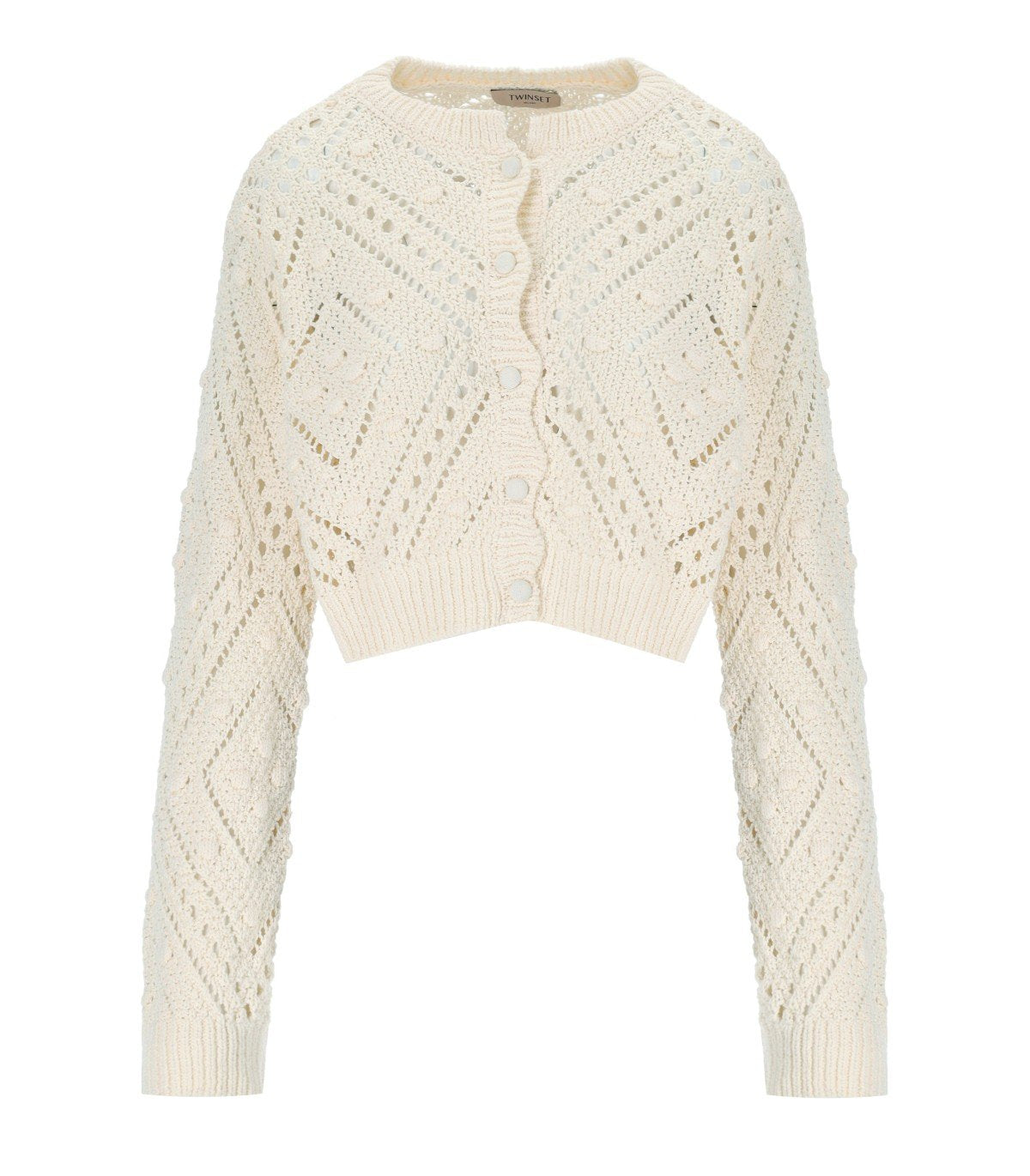 TWINSET LIGHT NATURAL CROPPED CARDIGAN