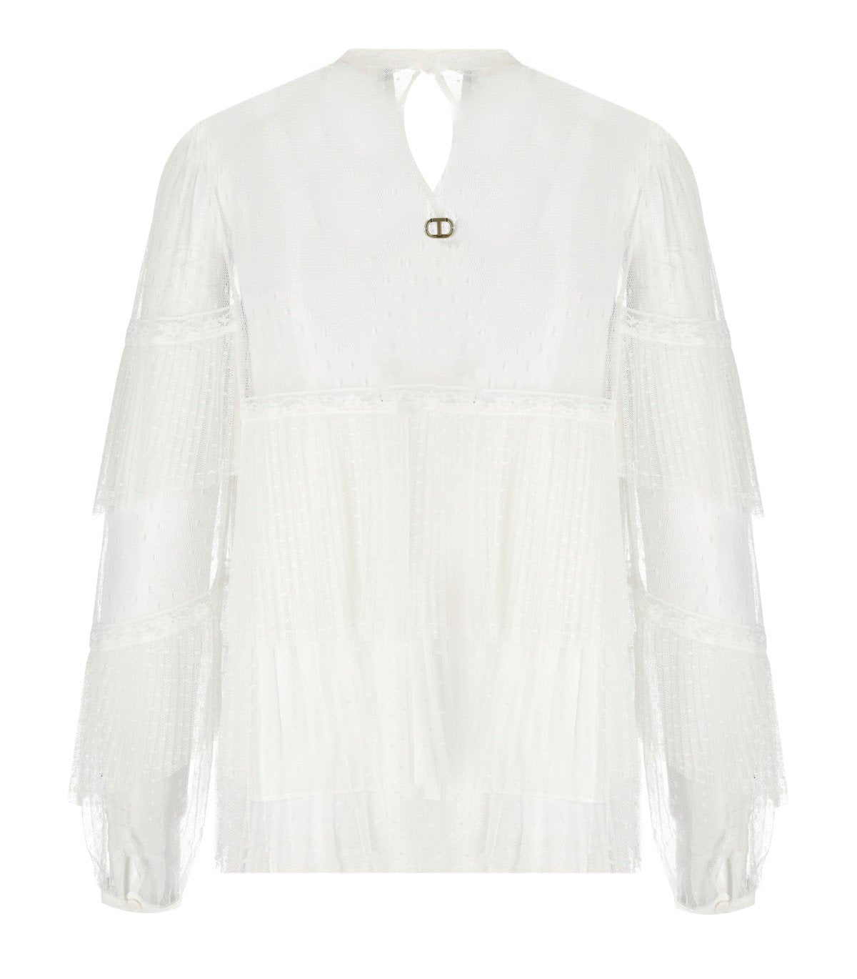 TWINSET WHITE PLEATED BLOUSE