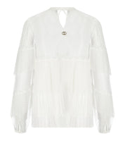 TWINSET WHITE PLEATED BLOUSE