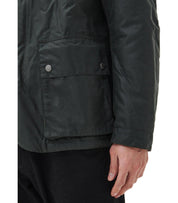 BARBOUR INTERNATIONAL AUTO WAX SAGE GREEN HOODED JACKET