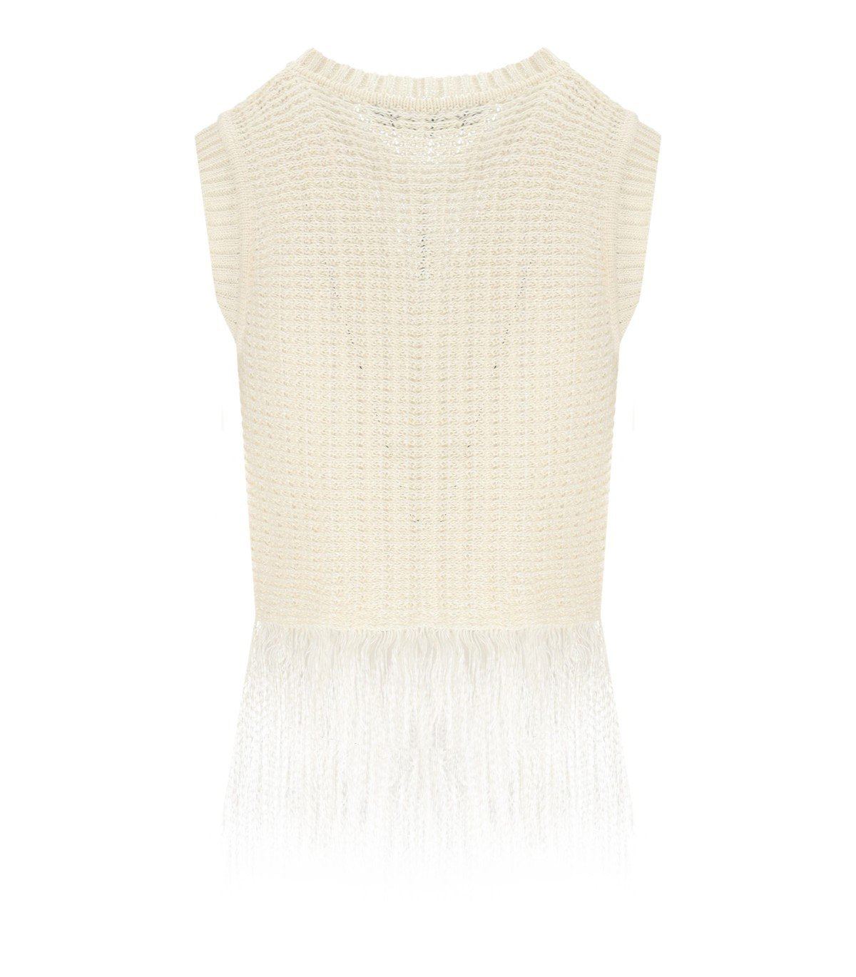 TOP NAVETTA CON FRANGE BIANCO MAX MARA WEEKEND