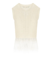 TOP NAVETTA CON FRANGE BIANCO MAX MARA WEEKEND
