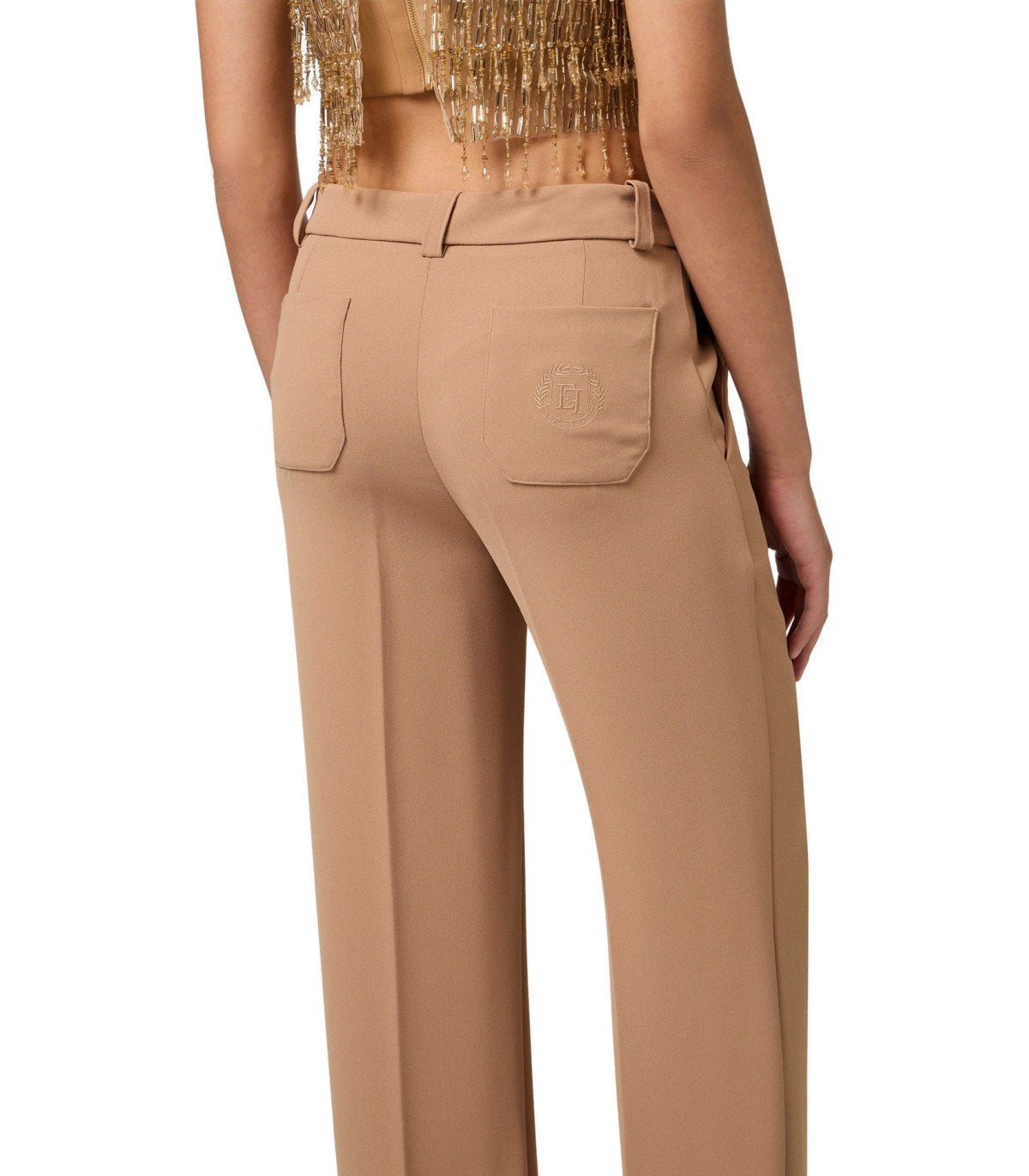 ELISABETTA FRANCHI CAMEL PALAZZO PANTS