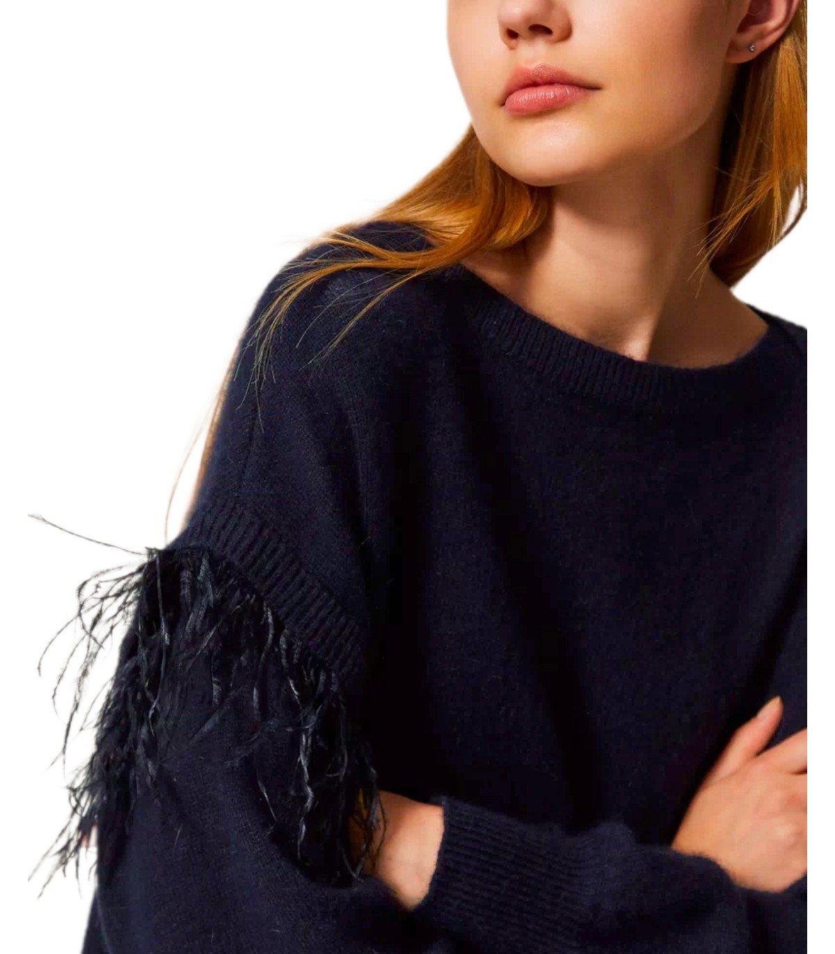 MAGLIONE CON PIUME BLU TWINSET