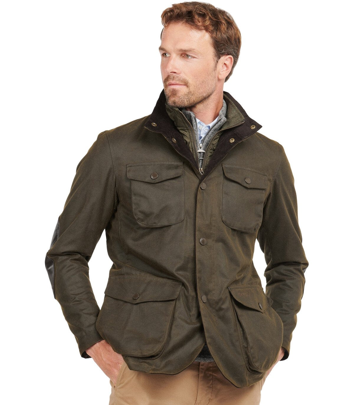 BARBOUR OGSTON WAX OLIVE GREEN JACKET