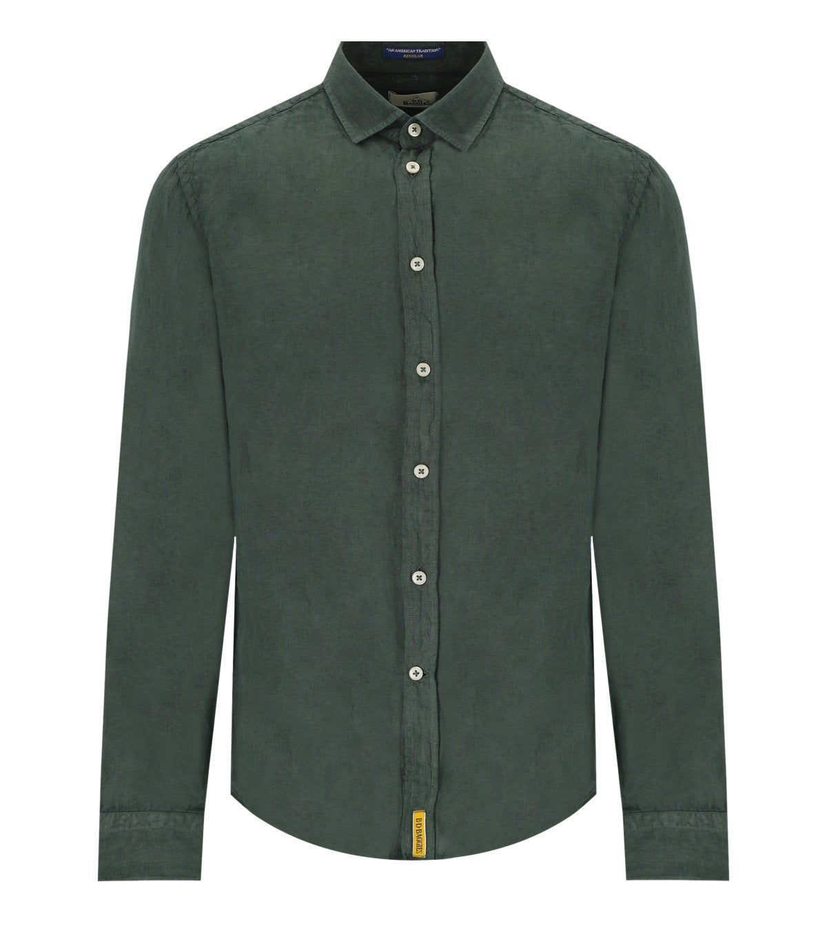 B-D BAGGIES BRAD MILITARY GREEN LINEN SHIRT