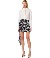 ELISABETTA FRANCHI BLACK BUTTER DRAPED SKIRT