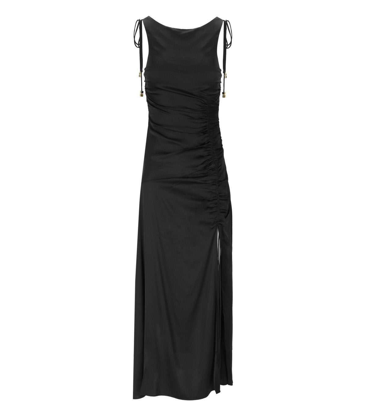 ganni dress black Abito Lungo in Satin Nero GANNI