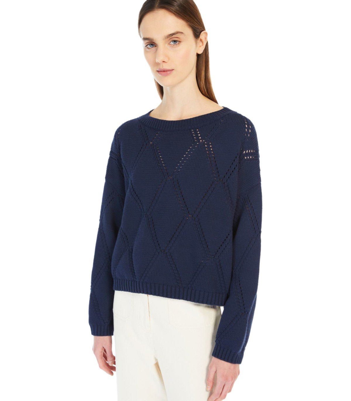 MAX MARA WEEKEND ABBOZZI BLUE CREWNECK SWEATER