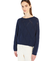 MAX MARA WEEKEND ABBOZZI BLUE CREWNECK SWEATER