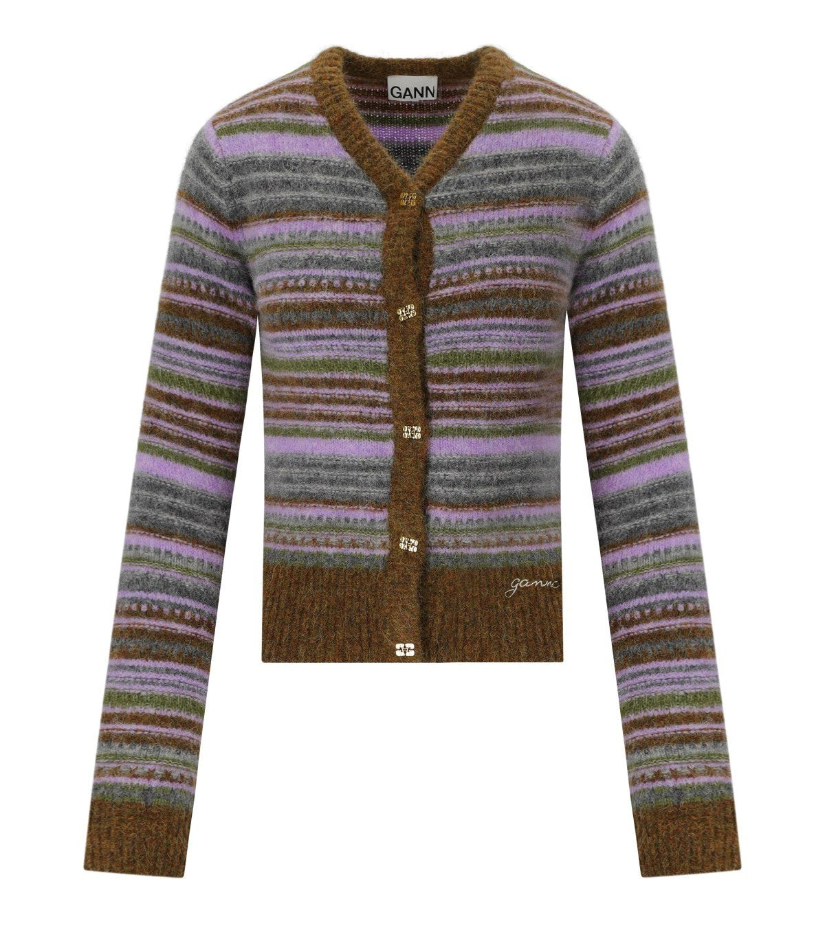 GANNI MULTICOLOR STRIPED CARDIGAN