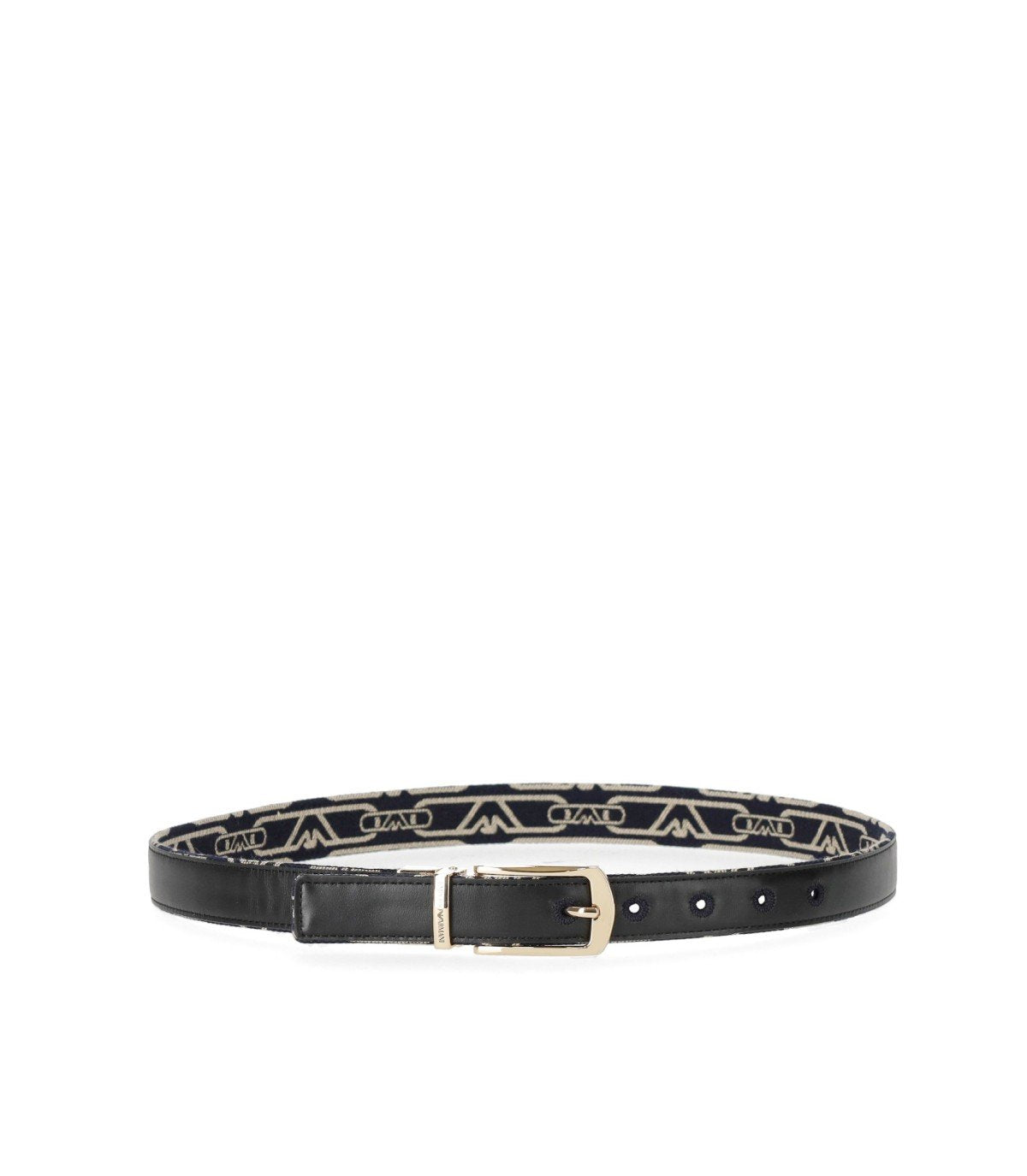 EMPORIO ARMANI MONOGRAM BLUE ECRU REVERSIBLE BELT