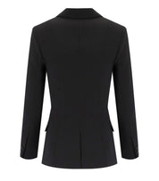 ELISABETTA FRANCHI BLACK CREPE DOUBLE-BREASTED JACKET
