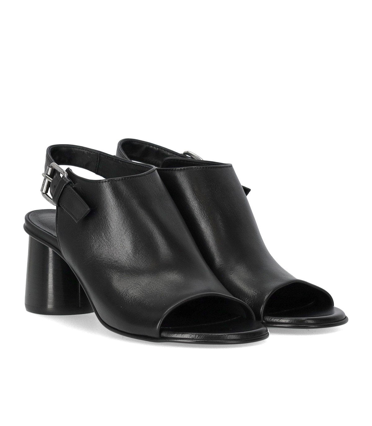ELENA IACHI SILK BLACK HEELED SANDAL