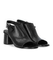 ELENA IACHI SILK BLACK HEELED SANDAL