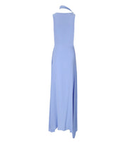 FEDERICA TOSI LIGHT BLUE LONG DRESS WITH FOULARD SCARF