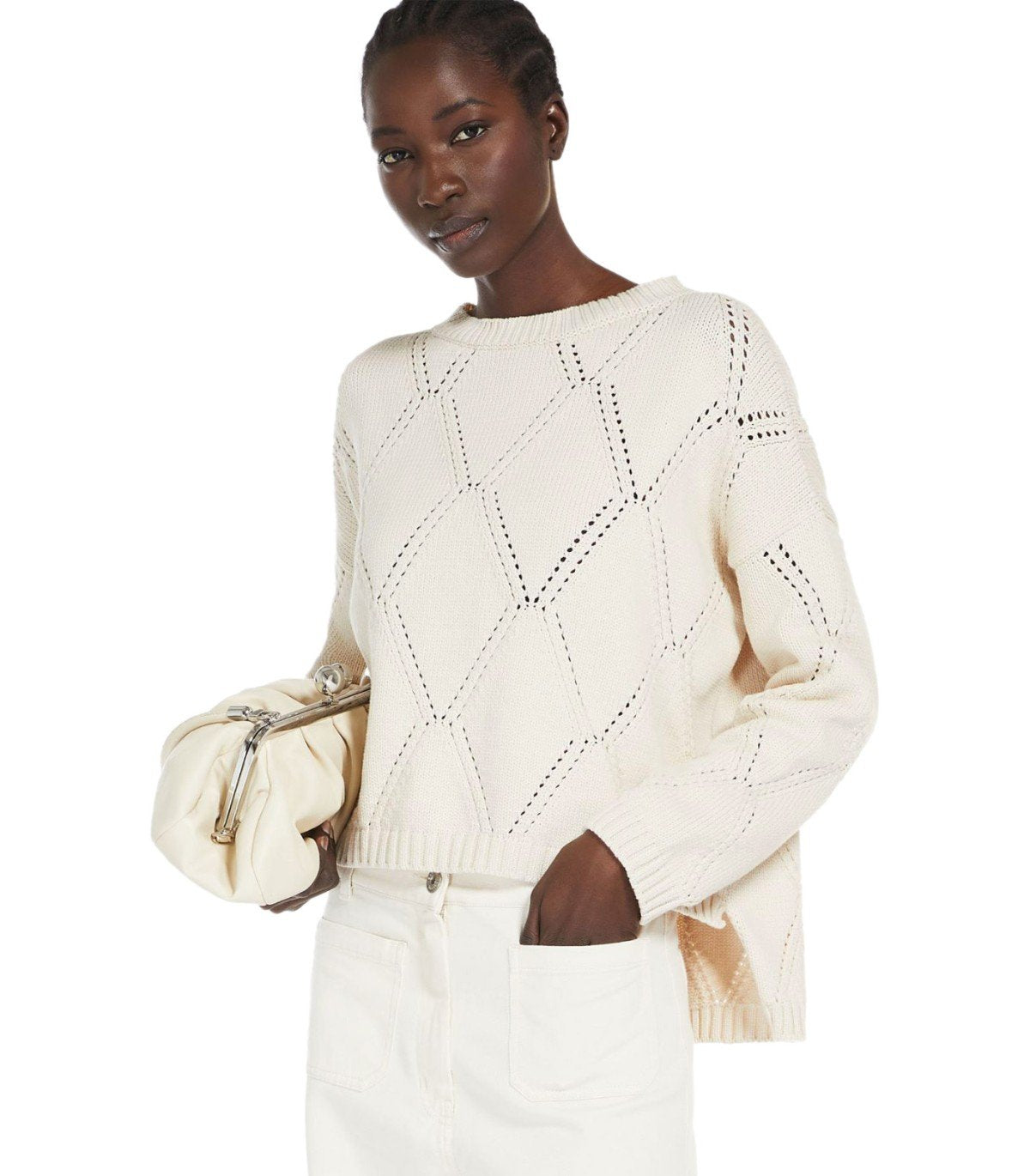 MAGLIA GIROCOLLO ABBOZZI ECRU MAX MARA WEEKEND