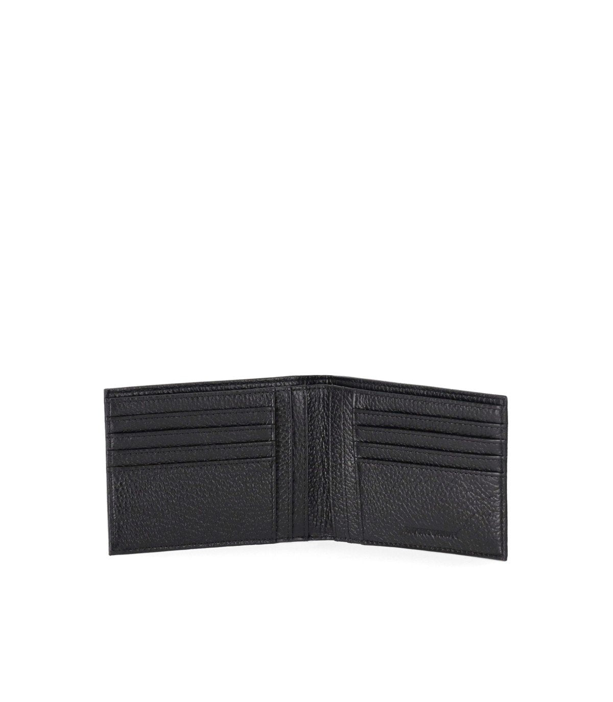 EMPORIO ARMANI BLACK LEATHER WALLET+KEYCHAIN SET