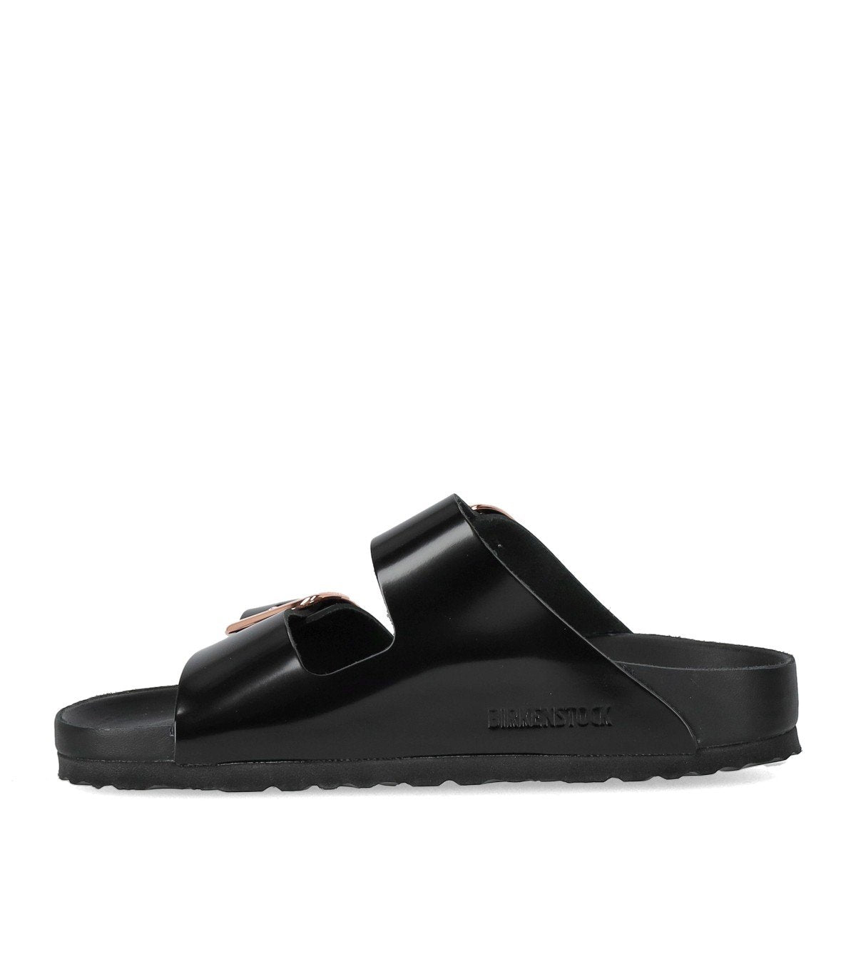 BIRKENSTOCK ARIZONA BIG BUCKLE HIGH SHINE BLACK SANDAL