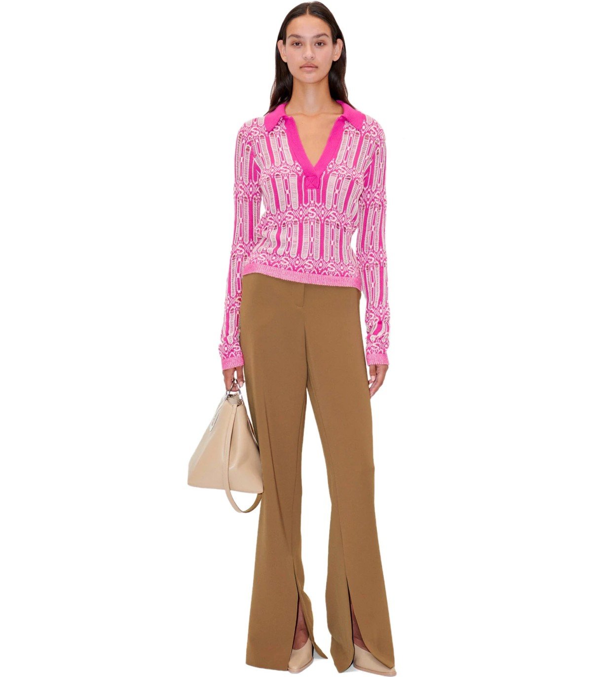 STINE GOYA LEAH COFFEE BROWN FLARE PANTS