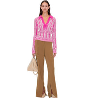 STINE GOYA LEAH COFFEE BROWN FLARE PANTS