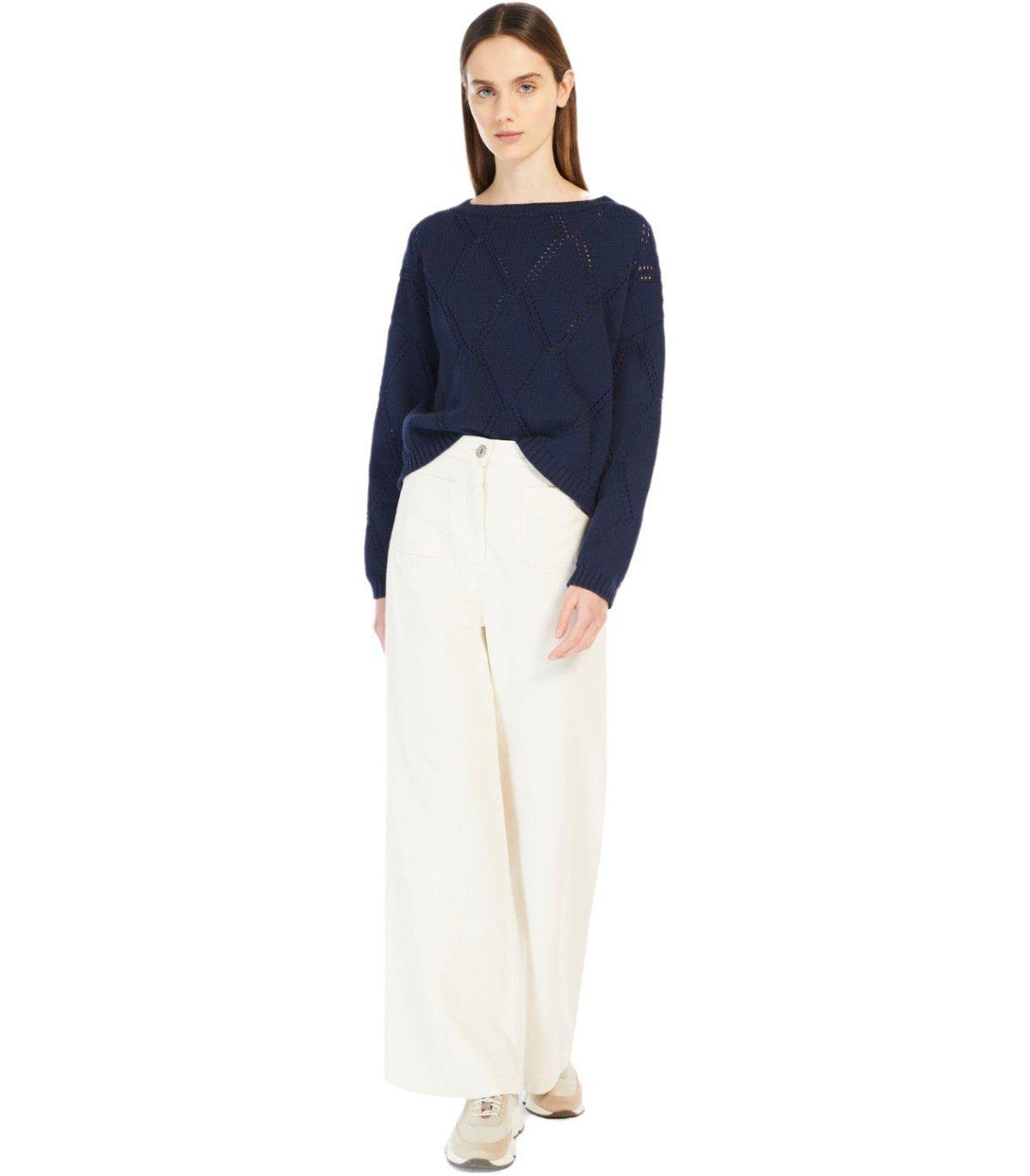 MAX MARA WEEKEND ABBOZZI BLUE CREWNECK SWEATER