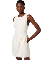 ELISABETTA FRANCHI IVORY LINEN BLEND DRESS