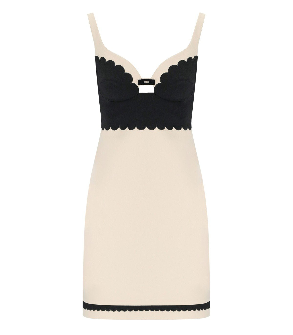 ELISABETTA FRANCHI BUTTER AND BLACK DRESS