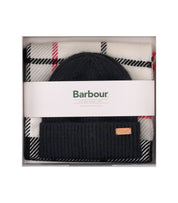 BARBOUR HOT PINK MONOCHROME PENDLE BEANIE + BLAIR SCARF SET