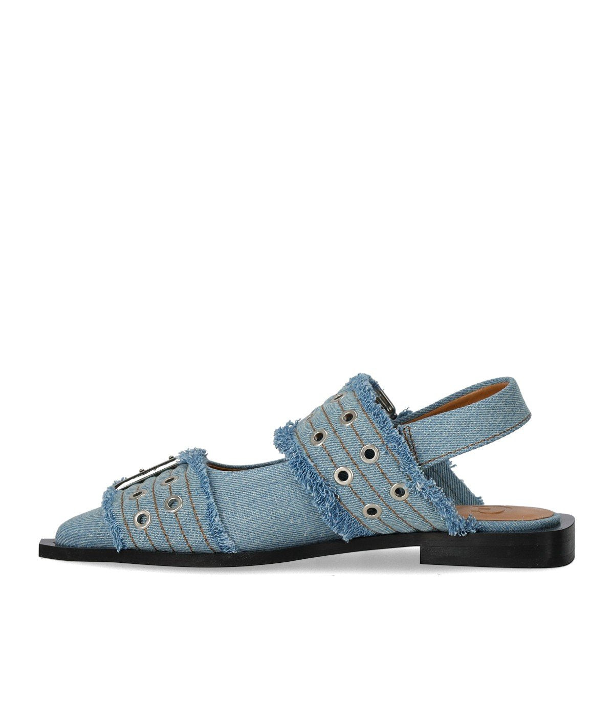 BALLERINA SLINGBACK CON FIBBIE FADED DENIM GANNI