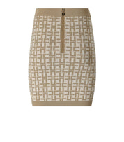 ELISABETTA FRANCHI MONOGRAM BUTTER BEIGE KNITTED SKIRT