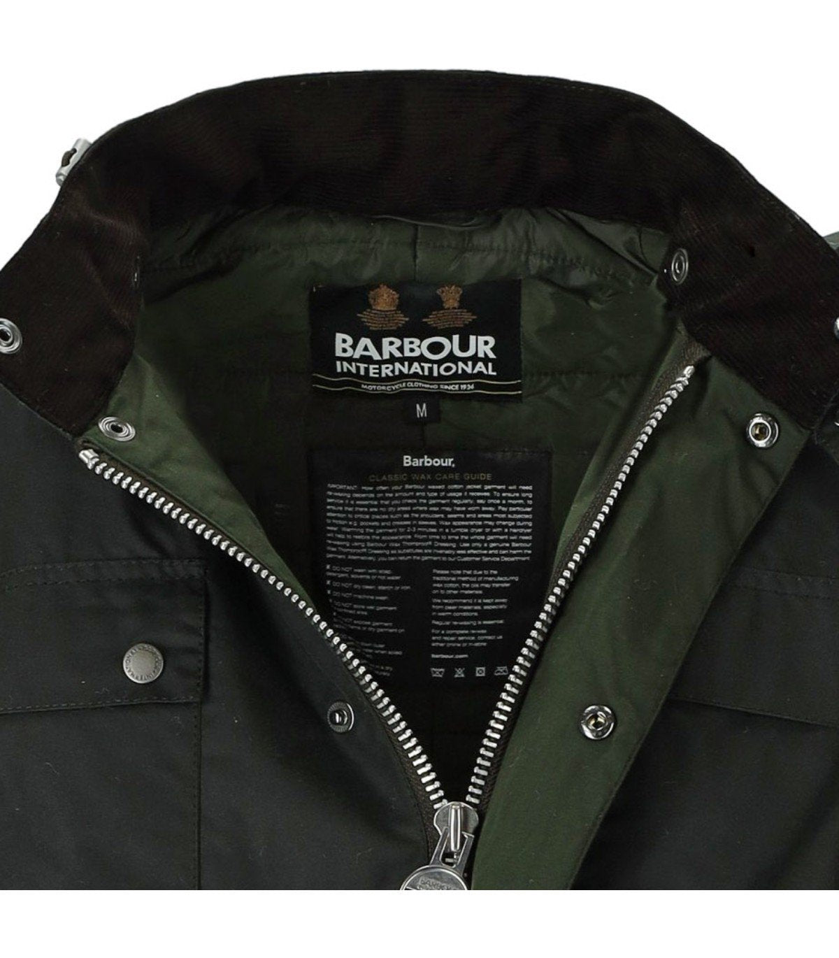 BARBOUR INTERNATIONAL AUTO WAX SAGE GREEN HOODED JACKET