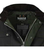 BARBOUR INTERNATIONAL AUTO WAX SAGE GREEN HOODED JACKET