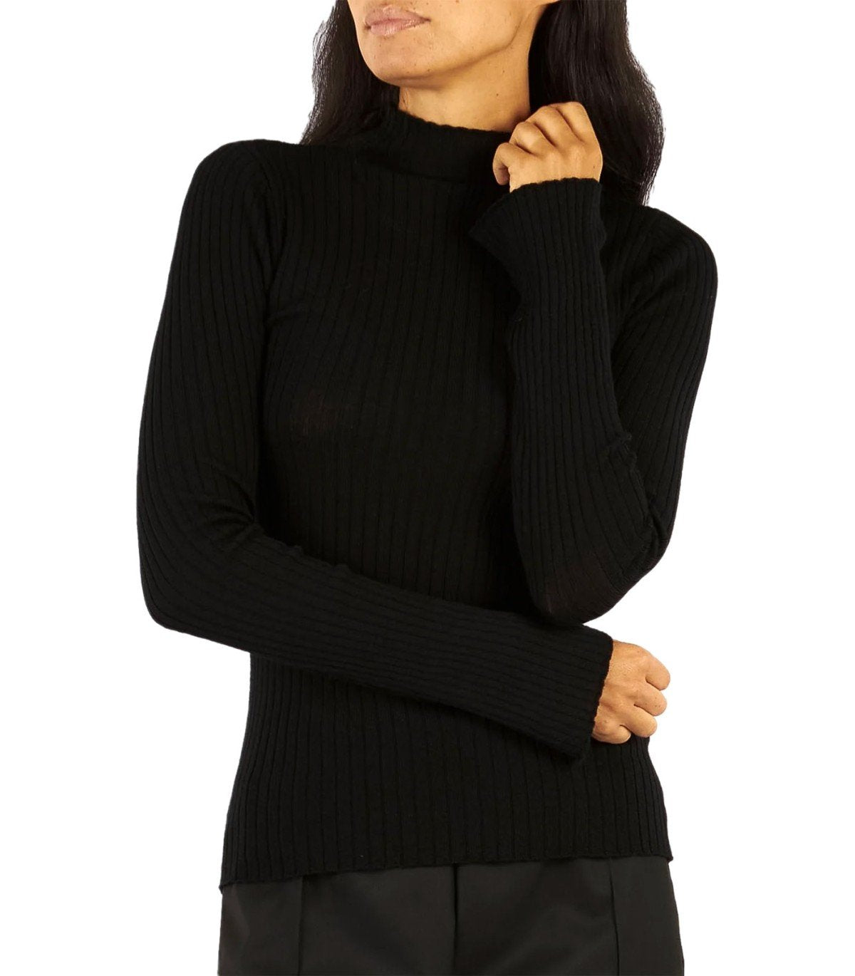 CRUNA CONNIE BLACK RIBBED SWEATER