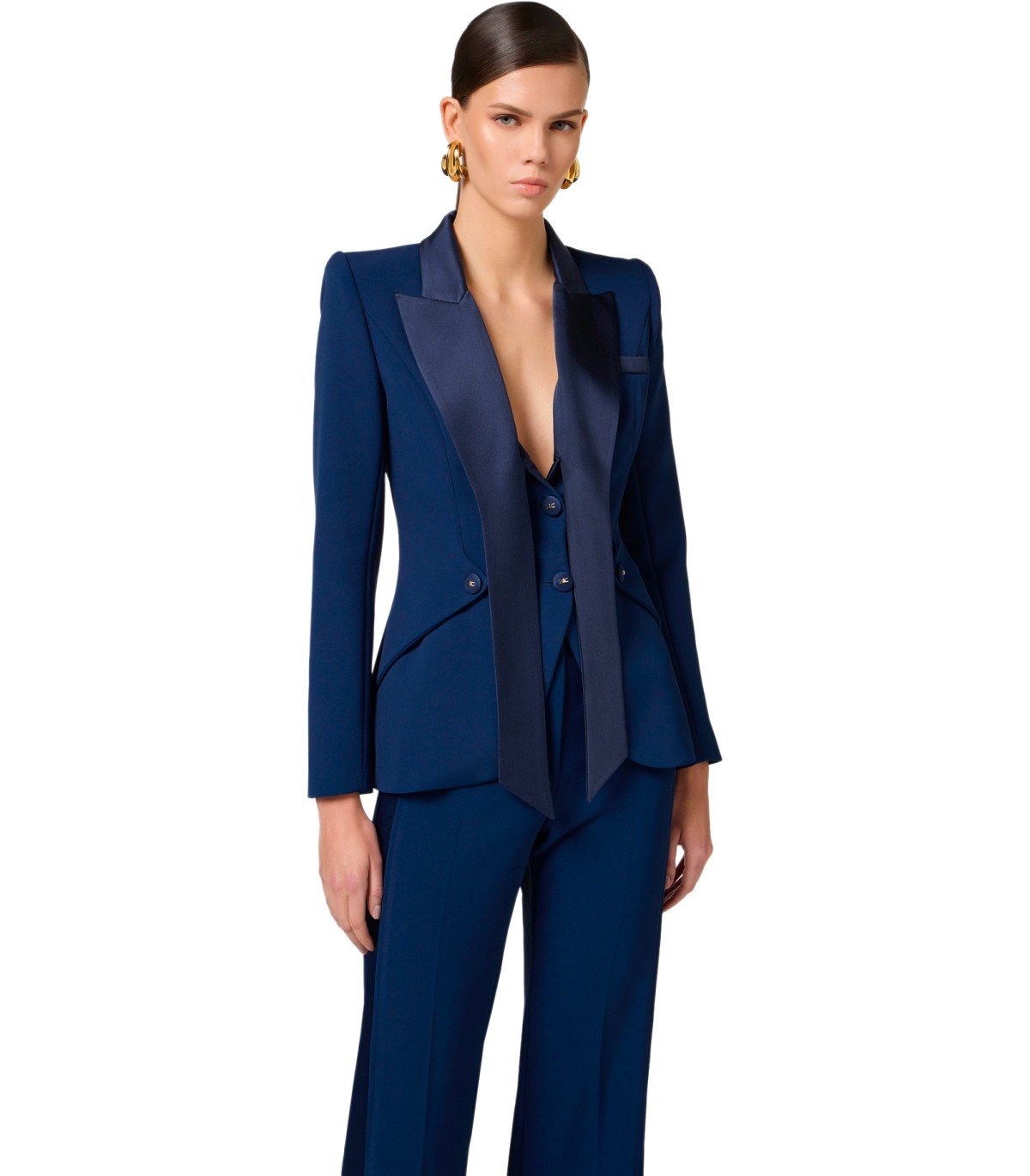 GIACCA SMOKING IN CREPE OLTREMARE ELISABETTA FRANCHI